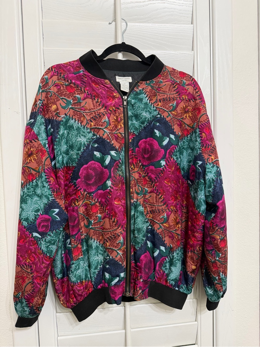 Robert Stock Limited Silk Floral  Bomber Jacket Cardigan✨Large